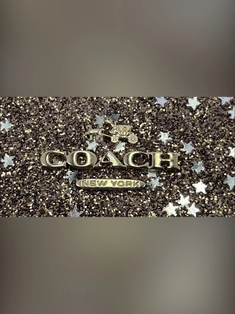 Coach Gold Glitter Star Wristlet Pouch